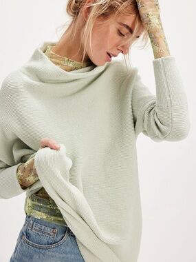 Free People mint Green Turtleneck Sweater